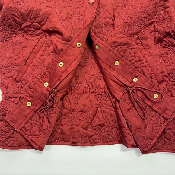 Aritzia Little Moon Floral Embroidered Cinch Waist Jacket - row red, M - Picture 7 of 12